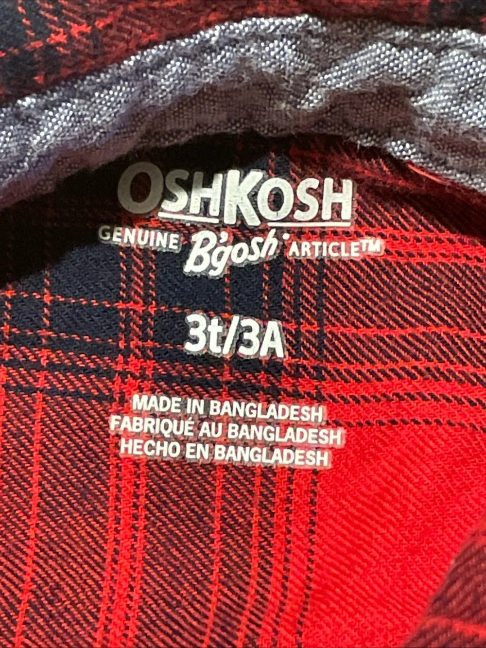 OshKosh B'gosh Red & Black Plaid Cotton Button-Down Shirt